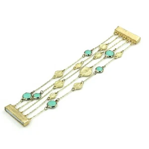 Pulsera Chian 30mm 2 Tonos Latón 5 Capas con Piedra Color Turquesa - Imagen 1 de 5