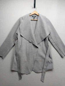 Forever 21 Jacket Womens Large Gray Fleece Oversize Belted Open Front Duster - Picture 1 of 5