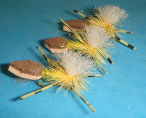 MOSCAS DE PESCA CON MOSCA - Bronceado/Grito Dos Tonos ESPUMA PAR-ATRACTOR tamaño #14 (6 piezas) - Imagen 1 de 7