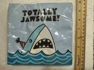 Totally Jawsome! Lunch Paper Napkins 20 Shark Party Tableware Decorations 6 1/2” - Picture 1 of 4