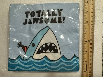 ¡Totalmente asombroso! "Servilletas de papel para almuerzo 20 decoraciones de vajilla de fiesta de tiburones 6 1/2""" Foto 1 de 4