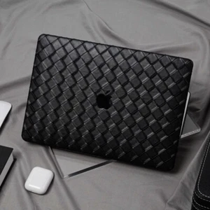 Black Woven PU Leather Shell Case For Macbook M4 Pro 14 16 M3 Air 13 15 11 12 in - Picture 1 of 11