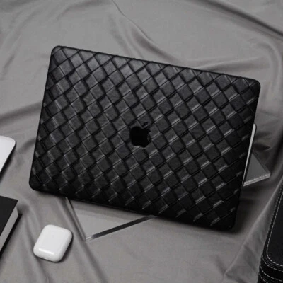Funda Carcasa Cuero PU Tejida Negra para Macbook M4 Air 13 15 Pro 14 16 11 12 pulgadas Foto 1 de 4