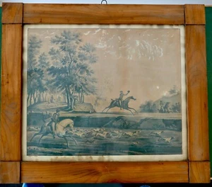 Preußische Radierung 19. Jahrhundert mit antikem original Biedermeierrahmen aus den 1820er Jahren - Bild 1 von 8