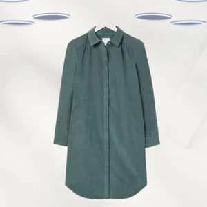 Ex Fat Face Women's Long Sleeve Cord Shirt Dress in Teal Green - Picture 1 of 4