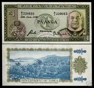 Tonga 1 PAANGA P-19 1989 Tongan River Village King UNC World Currency BANK NOTE - Picture 1 of 6