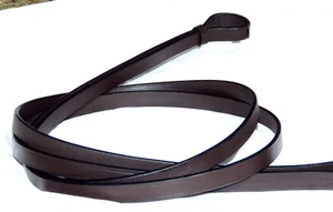 Curb Reins FSS Plain Flat Leather Smooth 4 Double Bridle Show Pelham 5/8" 16mm - Picture 1 of 10