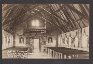 Reserve WISCONSIN RPPC 1931 INTERIOR INDIAN CHURCH Chippewa Ojibway INDIANS KB - Picture 1 of 2
