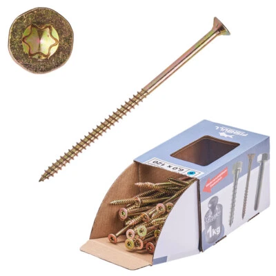 FISHBULL Spanplattenschrauben 6x120 IVZ T-Profil TX Teilgewinde 1kg Holzschraube Schraube