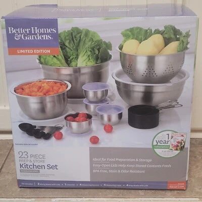 NEW Better Homes & Gardens Stainless Prep & Store Kitchen Set 23 pcs.  - Image 1 of 3