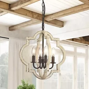 Modern Wood Chandelier Lighting Fixture Living Room Ceiling Light Flush Mount US - Picture 1 of 24