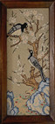 Vintage Framed Needlepoint Birds on Cherry Blossom