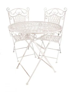 Set 3 Stücke Kleiner Tisch Und Zwei Stühle Aus Balkon Terrasse Garten Shabby Ch - Bild 1 von 5