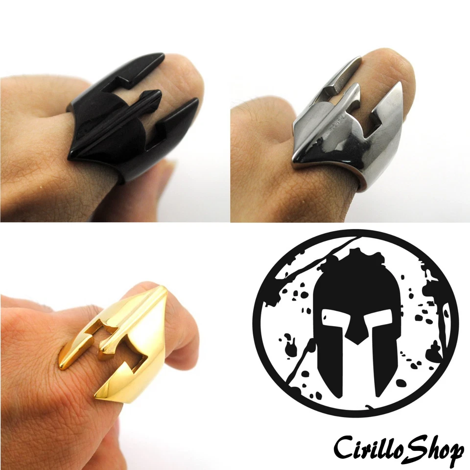 ANELLO ACCIAIO ELMO SOLDATO SPARTANO LEONIDA RACE GRECO UNISEX  300 ZACK SNYDER  - Immagine 1 di 1