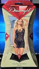 Dreamgirl Style 3691 Black Stretch Lace Open Back Babydoll w/Faux Lacing Detail