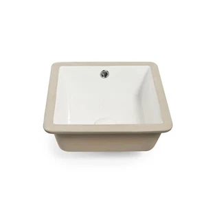 Gloss White Square Undermount Ceramic Basin / Bathroom Sink with overflow - Picture 1 of 3