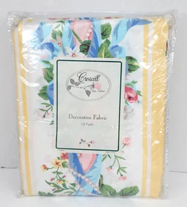 Croscill Princess Floral Yellow Stripe Decor Fabric 90"x3 Yds Hemmed Cottagecore - Picture 1 of 7