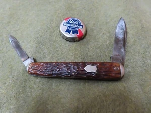 Vtg Utica ,3-3/8" Pocket Knife,pre 1937,Bone,Tip Bols,USA~GD+🤠UK4.23.25 - Picture 1 of 9