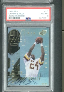 999 SPx Champ Bailey Auto PSA 8 Rookie RC Numbered to /1999 - Picture 1 of 2
