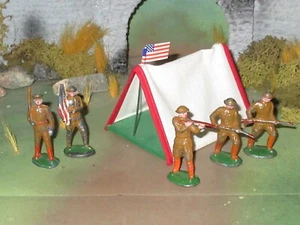 EARLY BARCLAY LEAD TOY SOLDIERS WITH NEW CANVAS TENT SET - Picture 1 of 5