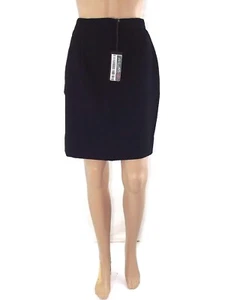 Gonna Corta Nero 42 W28 Eu38 Medium In Lana Vergine Dritto Vita Alta Made Italy - Picture 1 of 7