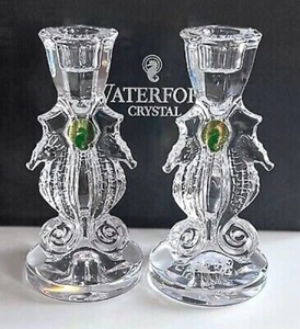 Waterford Crystal Seahorse Set of 2 6" Candlesticks Boxed with tags # 40007291 - Picture 1 of 9