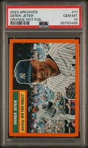 2023 Topps Archives Derek Jeter Orange Hot Foil 2/15 Jersey # 1/1 PSA 10 POP 1 - Bild 1 von 2