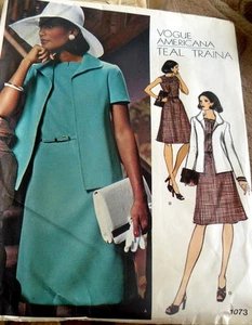 LOVELY VTG 1970s DRESS & JACKET VOGUE TEAL TRAINA Sewing Pattern 10/32.5 - Picture 1 of 1