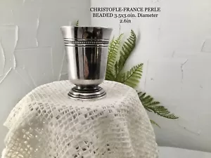 CHRISTOFLE FRANCE PERLES 3.5 BEADED TUMBLER CUP NEEDS POLISHING - Picture 1 of 13