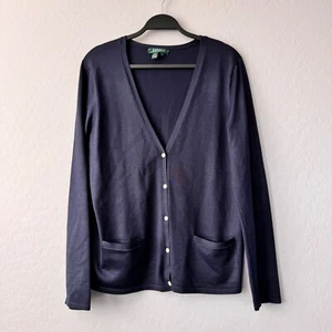 Maglione cardigan Lauren Ralph Lauren misto seta bottoni tasche anteriori L - Foto 1 di 7
