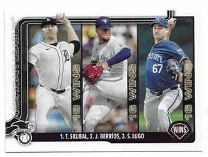 2025 Topps American League Leaders Wins Tarik Skubal Jose Berrios Seth Lugo #151 - Picture 1 of 2