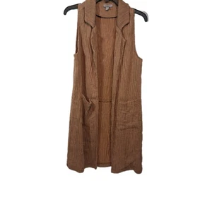 Cárdigan Casting L A para mujer grande beige crepé arrugado bolsillos abiertos - Imagen 1 de 9