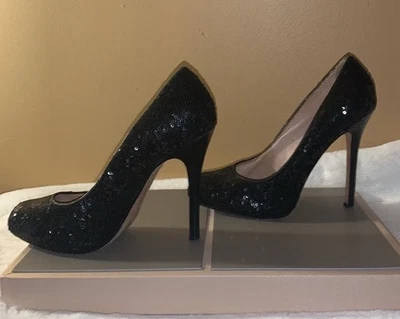 Dolce Vita Tacones Negros con Lentejuelas Brillantes, Tacón de Aguja Alto de 5” Tacones 7 Foto 1 de 4