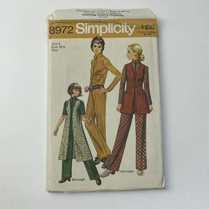 Jumpsuit Vests Vintage 70s Pattern 8972 Size 8 Bust 31.5 Stand Up Collar Pocket - Picture 1 of 2