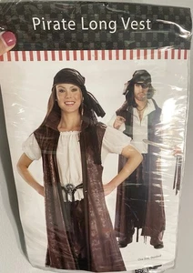 Rubie’s Carribean Pirate Long Vest, Pirate Hat, Eye Patch, Jewelry & Belt Adult - Picture 1 of 9