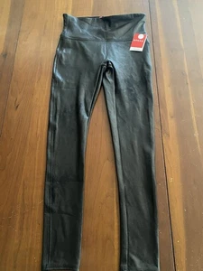 Spanx Kunstleder Leggings Damen Medium Petite MP Shapewear schwarz neu mit Etikett - Bild 1 von 9