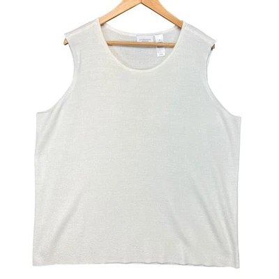 Liz Claiborne Woman 2X Sleeveless Knit Top Blouse Ivory Plus Size - Image 1 of 3