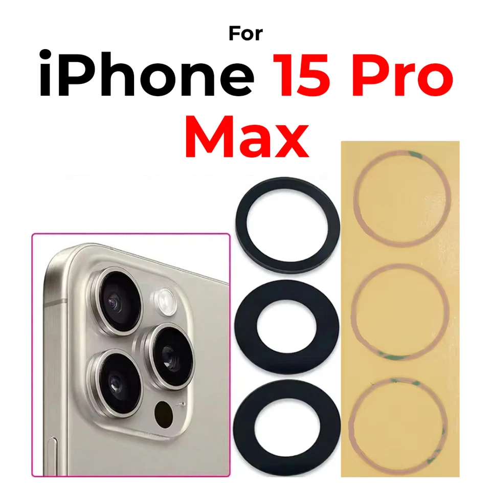 XOTEK Kamera Linse Glas für Apple iPhone 15 Pro Max Kameralinse SET Lens + Kleber