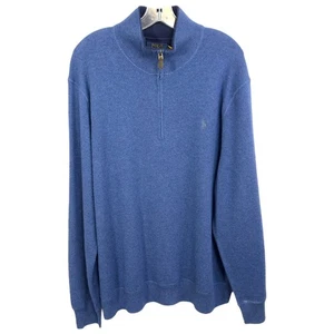 Polo Ralph Lauren XXL Sweater 2XL Washable Cashmere 1/4 Zip Pullover Blue 820 - Picture 1 of 9