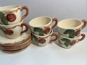 Vintage Franciscan Apple Teacups and Saucers Set Of 6  Mugs Tea Cups 1038 - Picture 1 of 5