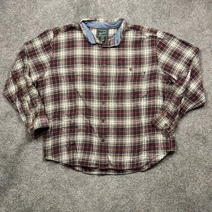 Woolrich Shirt Mens Extra Large Red Plaid Flannel Button Up Long Sleeve Cotton - Picture 1 of 12