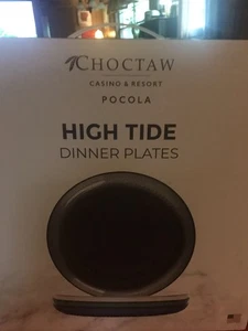 Glass Dinner Plates Set Of 4 In Black Clear Green And Blue - Picture 1 of 8