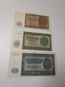 DEUTSCHLAND 3 Banknoten 20+50+100 Mark von 1948 - Bild 1 von 2