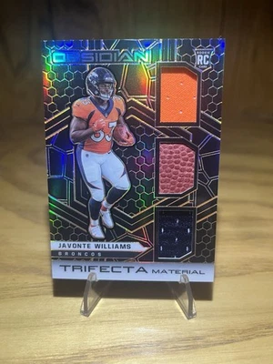 2021 Panini Obsidian - Trifecta Material Javonte Williams  Etch Orange /75 RC - Image 1 of 4