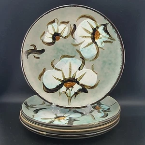Set 4 Chatham Keramik weiß Hartriegel Blumenstrauß Essteller 9 3/4" Töpfer - Bild 1 von 13