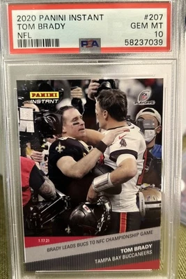 TOM BRADY PSA 10 GEM 2020 PANINI INSTANT BRADY + DREW BREES 1/276 PSA 10 INVEST - Image 1 of 4