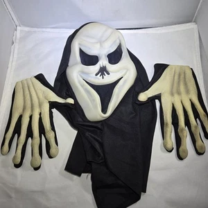 Scream Halloween Costume Long Face Ghost Face Mask With Gloves Black - Picture 1 of 5