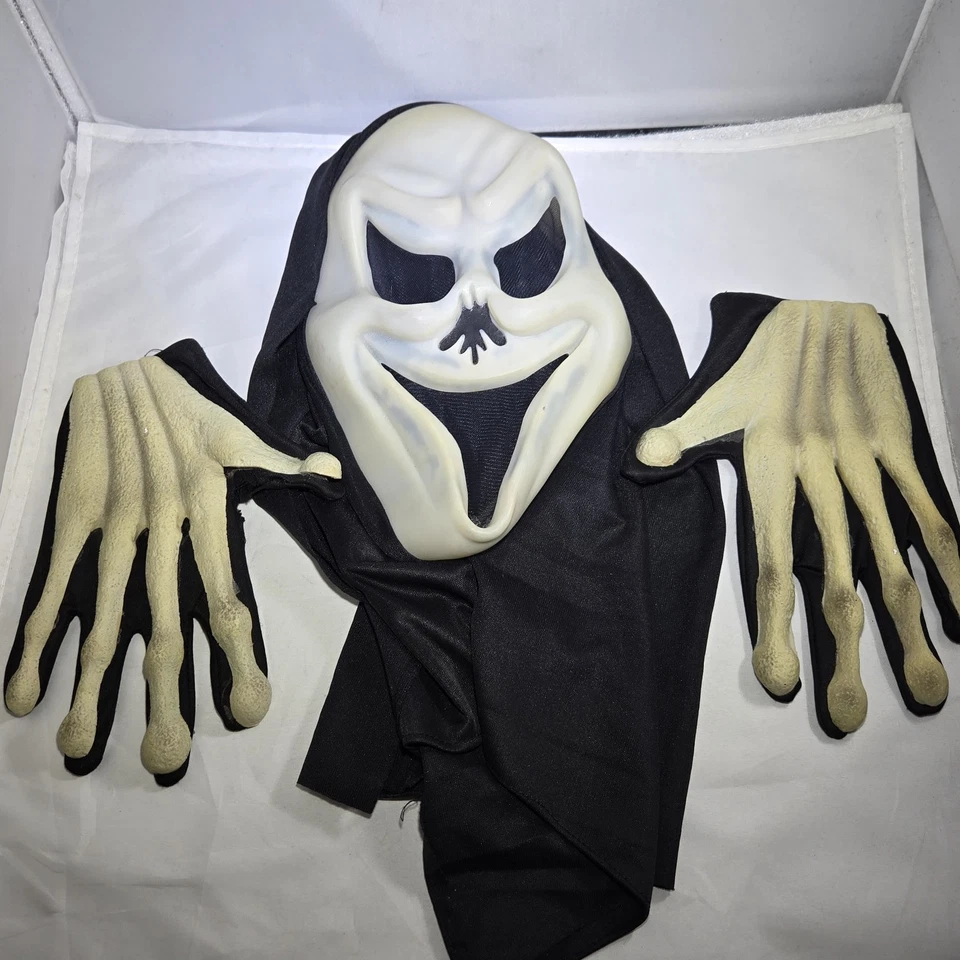 Scream Halloween Costume Long Face Ghost Face Mask With Gloves Black - Image 1 of 4