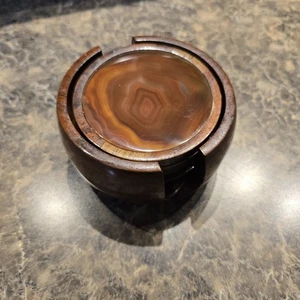 Beautiful Excellent Natural Agate Coaster Set 4 Coasters - Picture 1 of 6