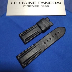 Genuine OFFICINE PANERAI Black Leather Strap 24/22mm 75/115mm #721 - Picture 1 of 10